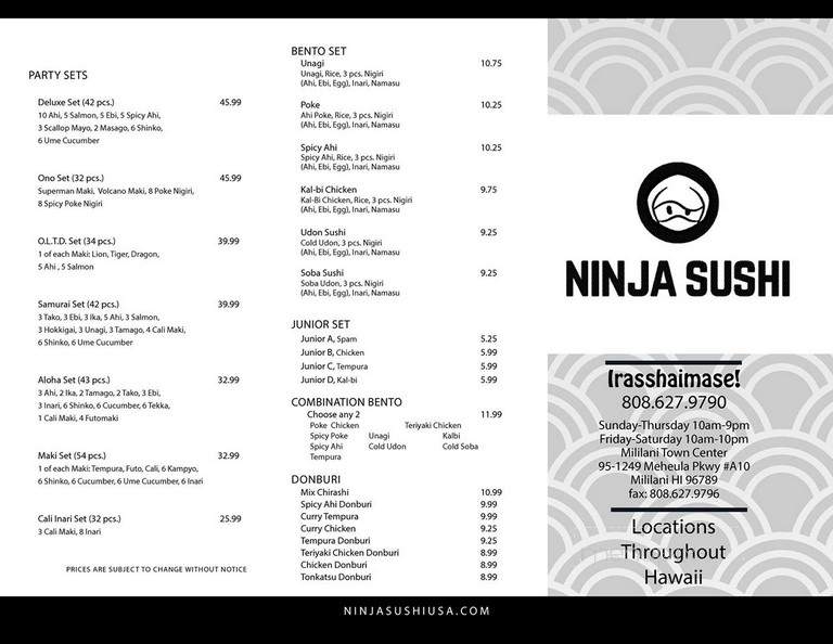 Ninja Sushi - Mililani, HI