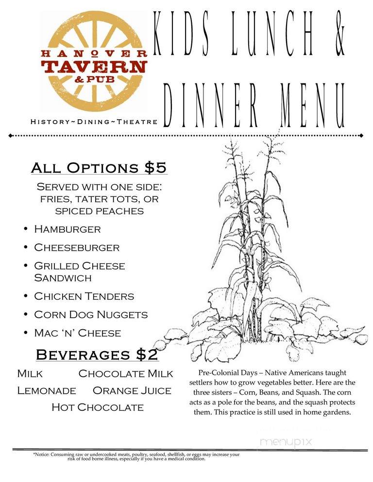 Hanover Tavern - Hanover, VA menu_pic