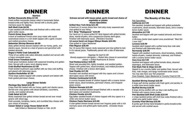 Bogey's - Defuniak Springs, FL menu_pic