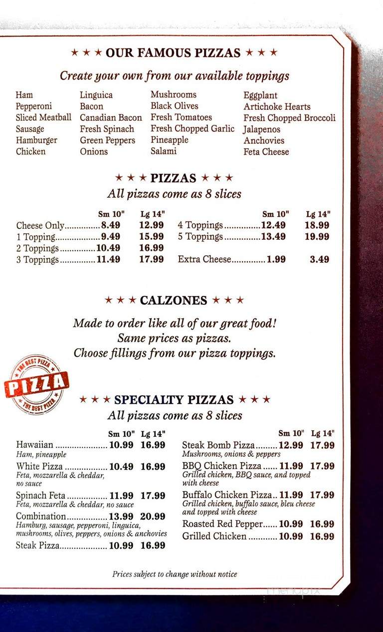 Bayzo's Pub - Brewster, MA menu_pic