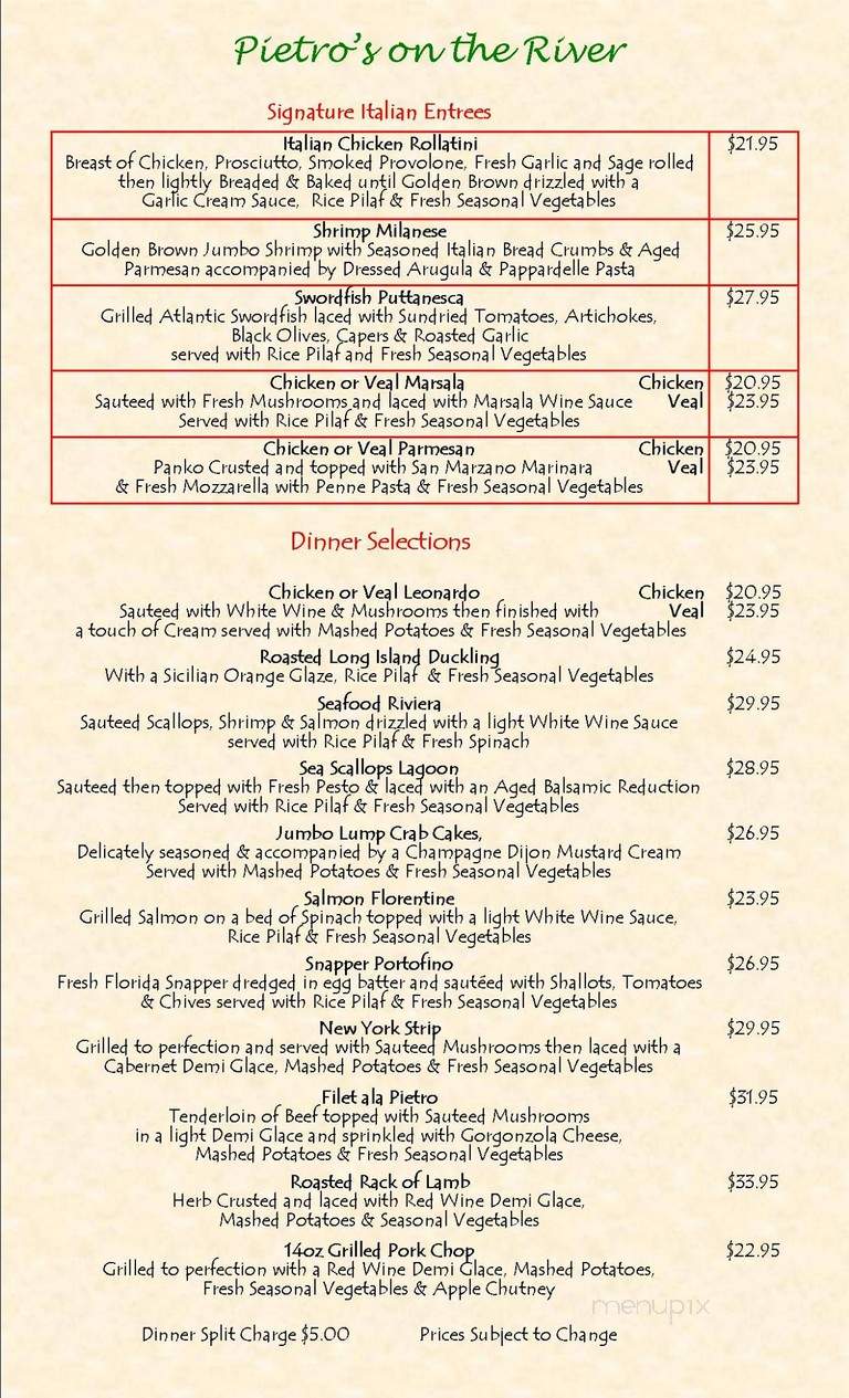 Pietro's On The River - Jensen Beach, FL menu_pic
