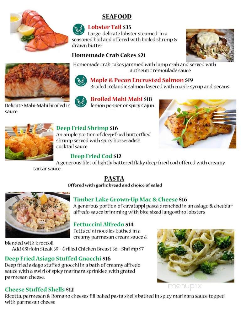 Timber Lake Lodge - Titusville, PA menu_pic