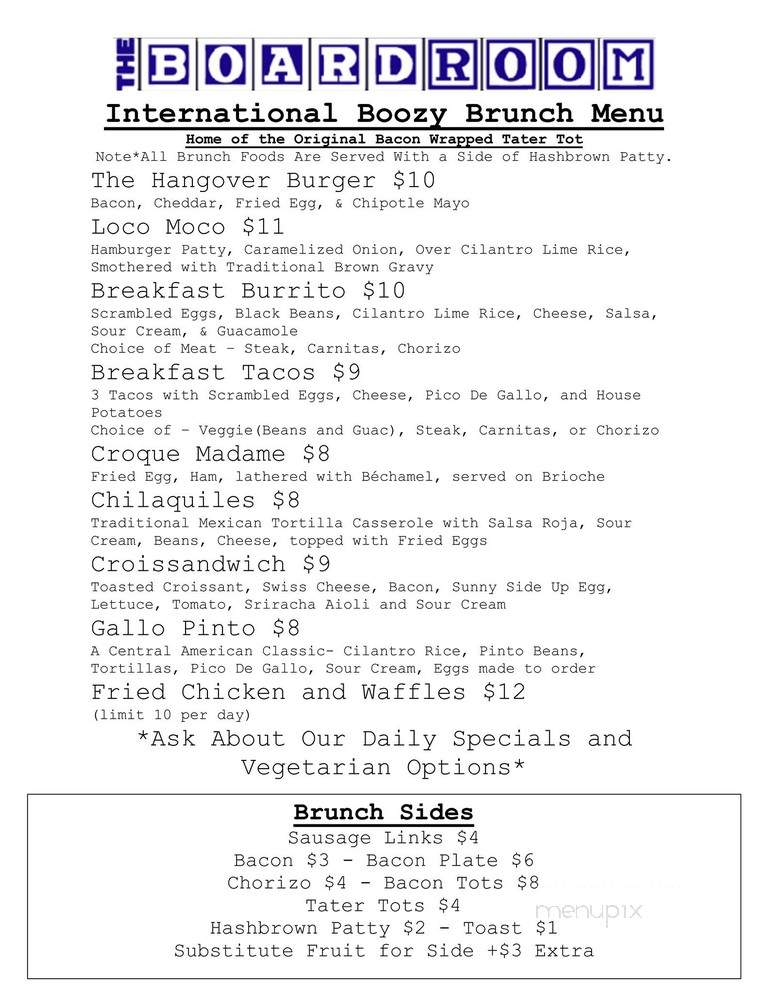 Boardroom - San Francisco, CA menu_pic