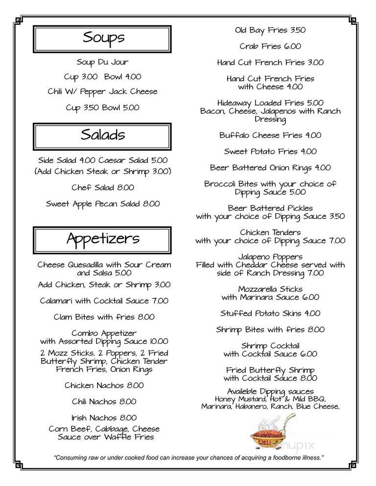 Hideaway Lounge - Wilmington, DE menu_pic