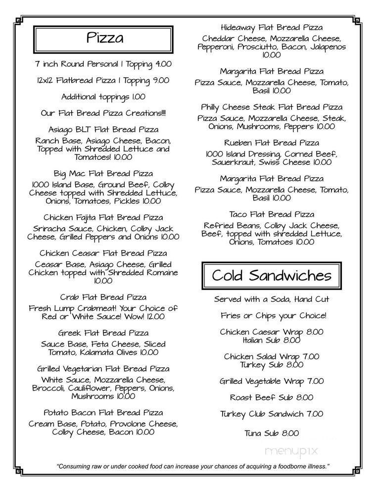 Hideaway Lounge - Wilmington, DE menu_pic