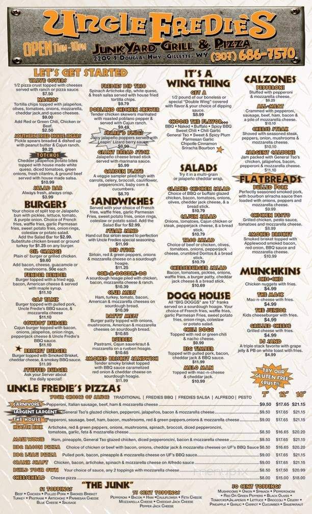 Uncle Freddies Junkyard Grill & Pizza - Gillette, WY