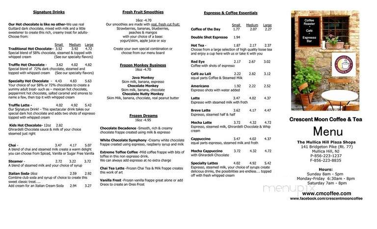 Crescent Moon Coffee & Tea - Mullica Hill, NJ menu_pic