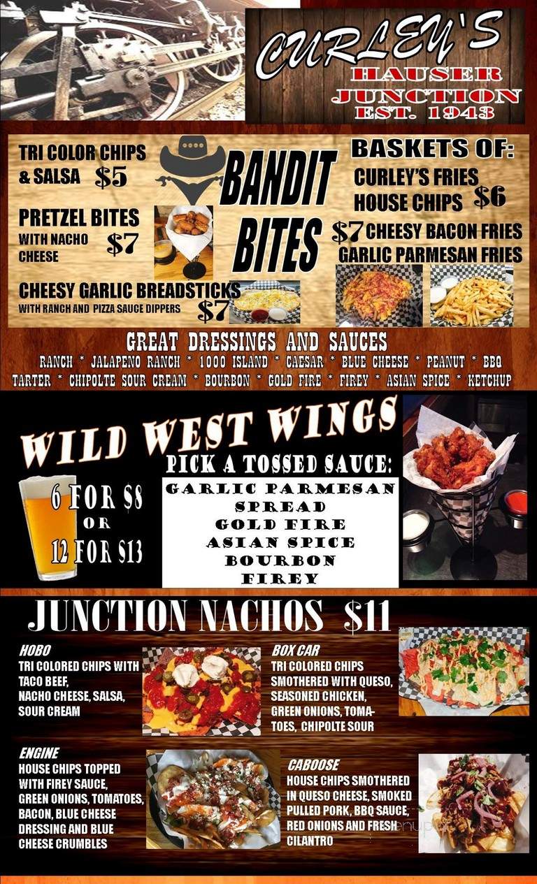 Curley's Dining Car Lounge - Hauser, ID menu_pic