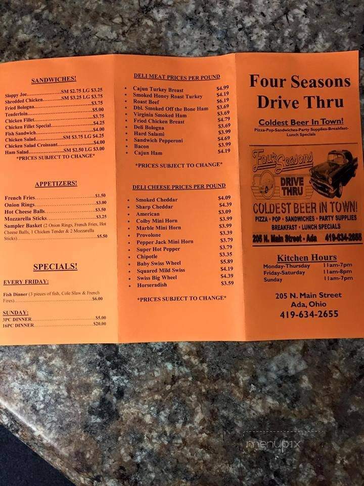 Four Seasons Drive Thru - Ada, OH menu_pic