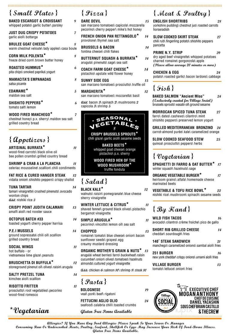 Village Social Kitchen and Bar - Mount Kisco, NY menu_pic