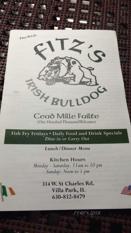 Fitz's Pub II The Irish Blldg - Villa Park, IL menu_pic