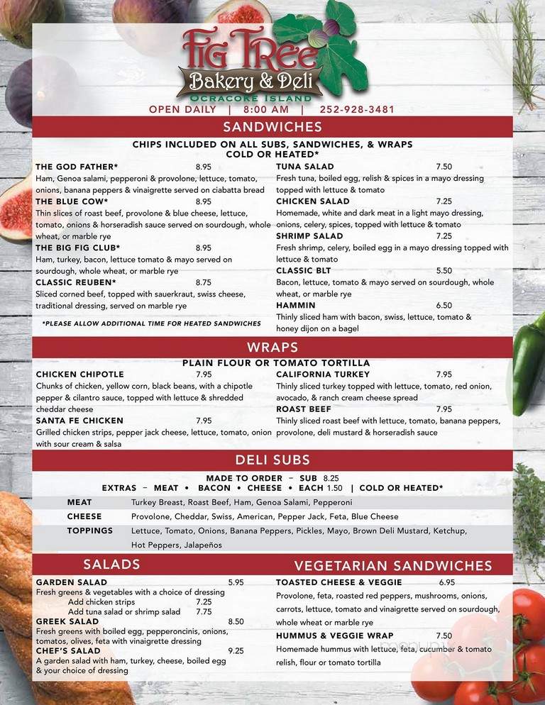 Online Menu of Fig Tree, Ocracoke, NC