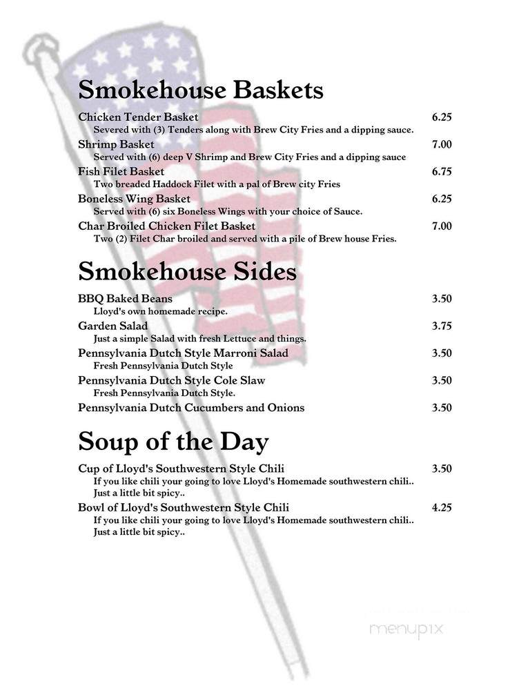 Smoke House Tavern - East Berlin, PA menu_pic