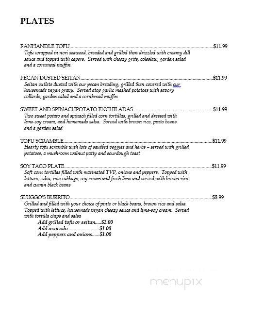 Sluggo's North Vegetarian Cafe - Chattanooga, TN menu_pic