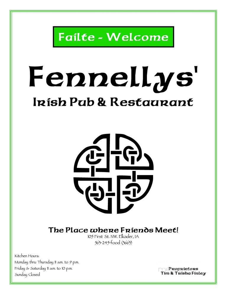 Fennellys' Irish Pub - Elkader, IA menu_pic