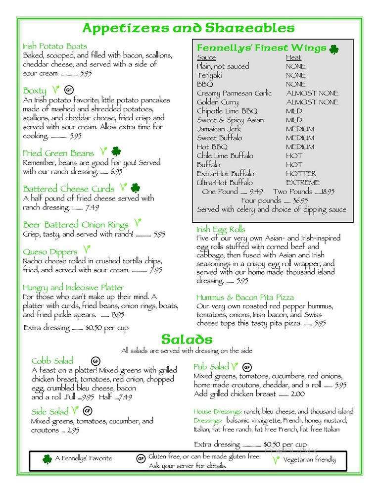 Fennellys' Irish Pub - Elkader, IA menu_pic