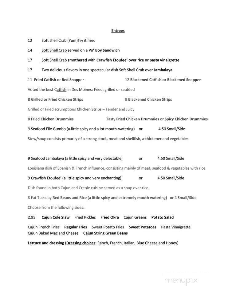 Fat Tuesday - Des Moines, IA menu_pic