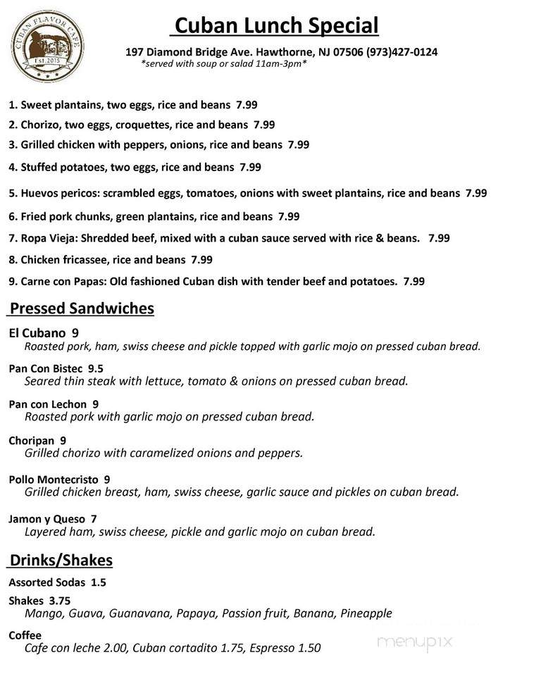 Cuban Flavor Cafe - Hawthorne, NJ menu_pic