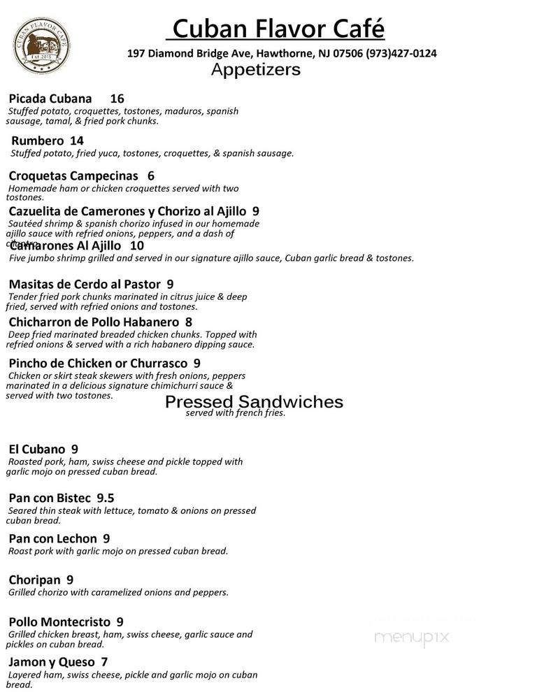 Cuban Flavor Cafe - Hawthorne, NJ menu_pic