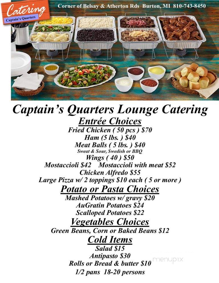 Captain's Quarters Lounge - Burton, MI menu_pic