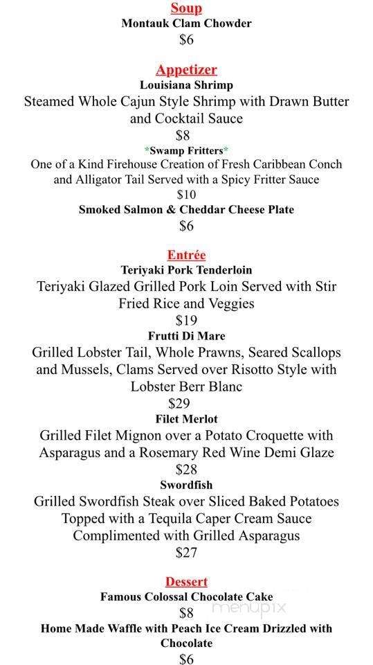 Firehouse Restaurant & Lounge - Melbourne, FL menu_pic