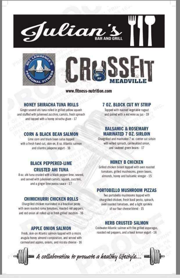 Julian's Grill and Timeout Tavern - Meadville, PA menu_pic