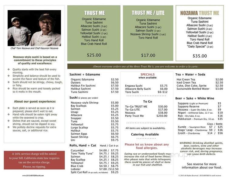 Sugarfish Brentwood - Los Angeles, CA menu_pic