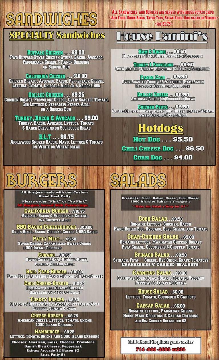 Kingpin's Bar & Grill - Anaheim, CA menu_pic
