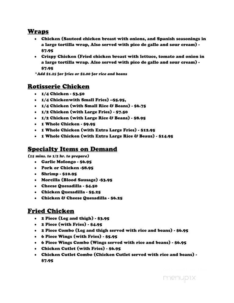El Rincon - Philadelphia, PA menu_pic