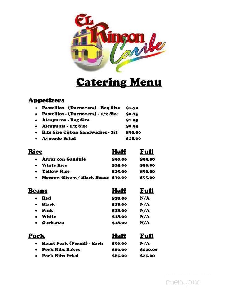 El Rincon - Philadelphia, PA menu_pic
