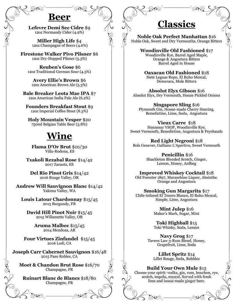 Tavern Law - Seattle, WA menu_pic