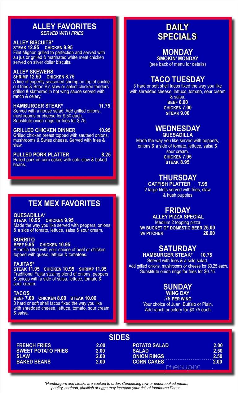 Alley Pub - Nashville, TN menu_pic