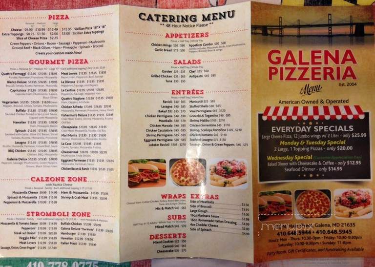 Galena Pizzeria - Galena, MD menu_pic