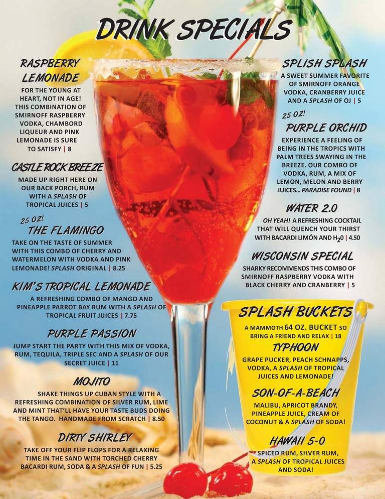 Splash Waterfront Bar & Grill - Friendship, WI menu_pic