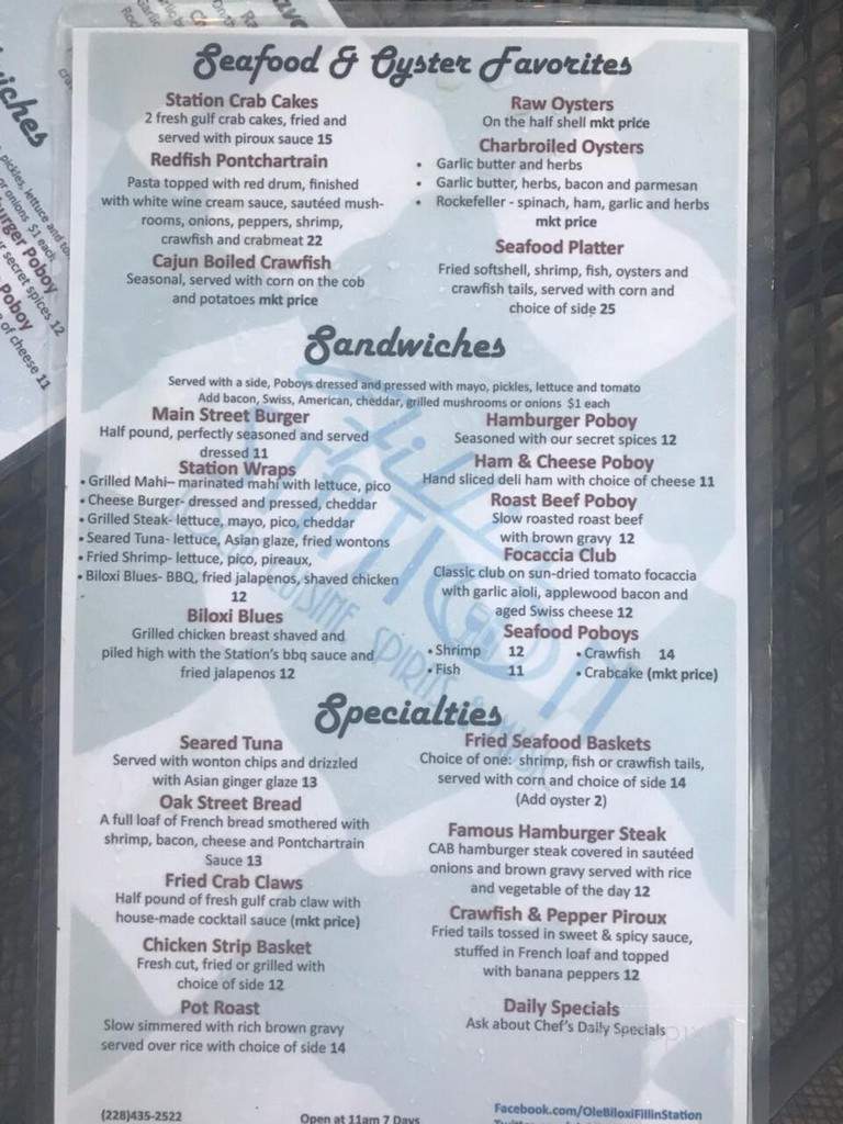 Ole Biloxi Fillin Station - Biloxi, MS menu_pic
