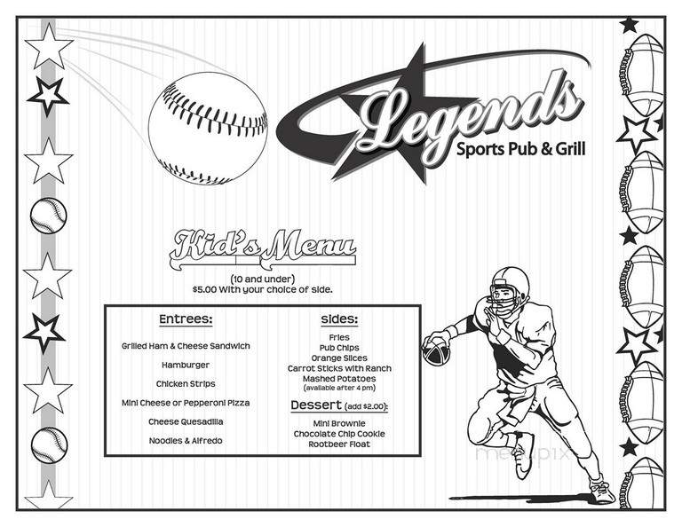 Legends Sports Pub & Grill - Boise, ID menu_pic