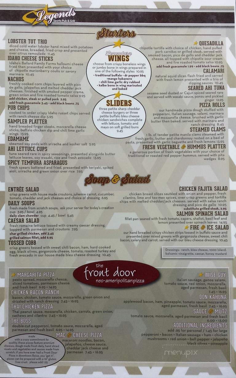 Legends Sports Pub & Grill - Boise, ID menu_pic