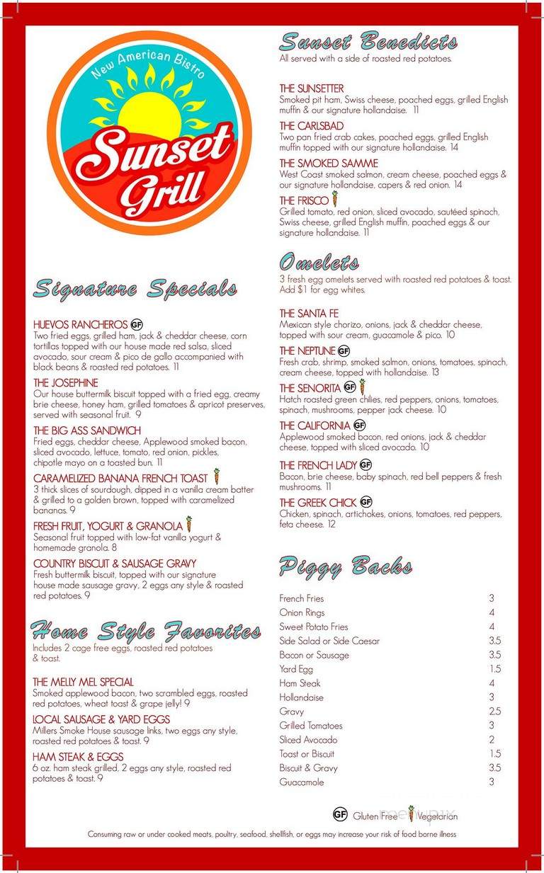 Sunset Grill - Fredericksburg, TX menu_pic