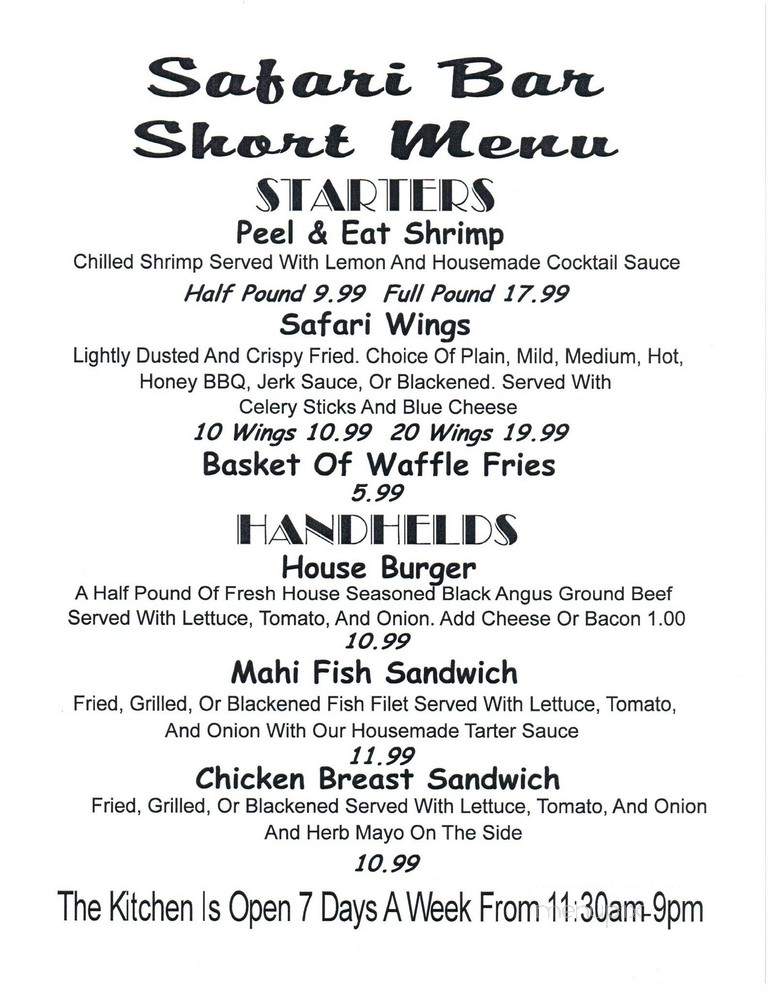 Safari Lounge - Islamorada, FL menu_pic