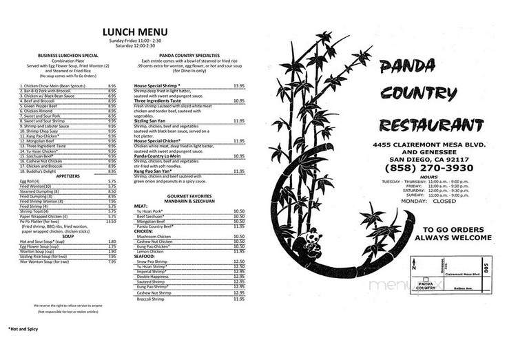 Panda Fuji - San Diego, CA menu_pic