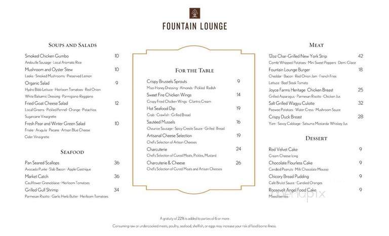 The Blue Room at The Roosevelt Hotel - New Orleans, LA menu_pic