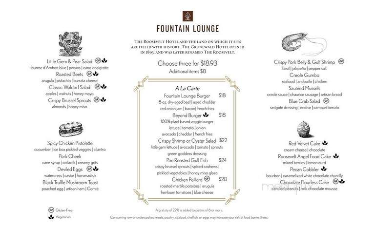 The Blue Room at The Roosevelt Hotel - New Orleans, LA menu_pic