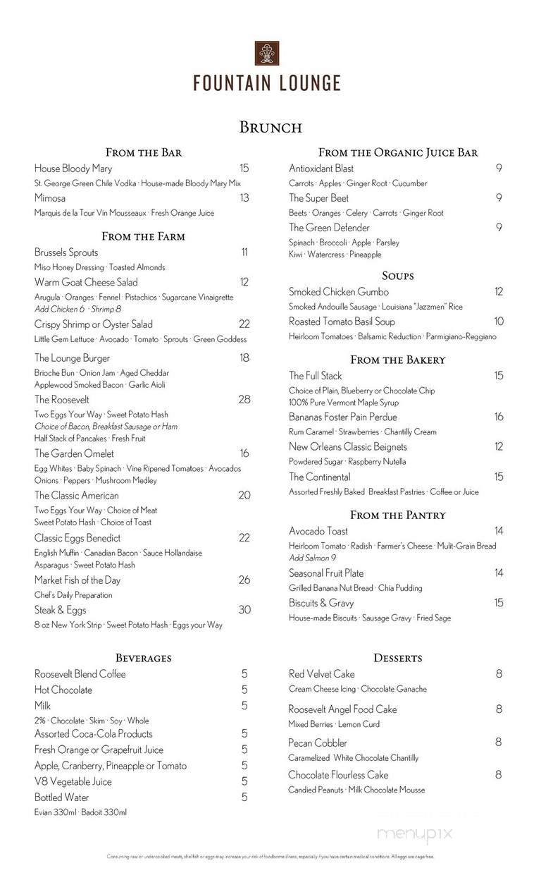 The Blue Room at The Roosevelt Hotel - New Orleans, LA menu_pic