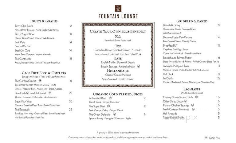 The Blue Room at The Roosevelt Hotel - New Orleans, LA menu_pic