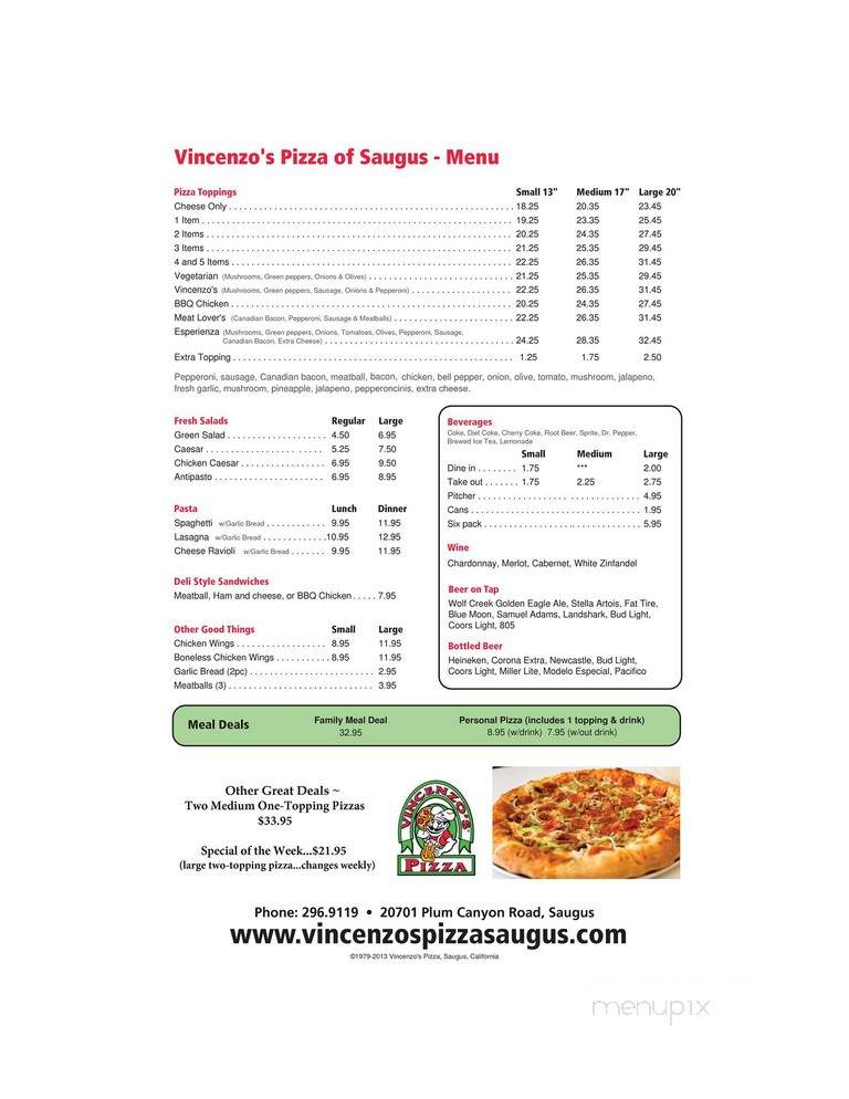 Vincenzo's Pizza - Santa Clarita, CA menu_pic