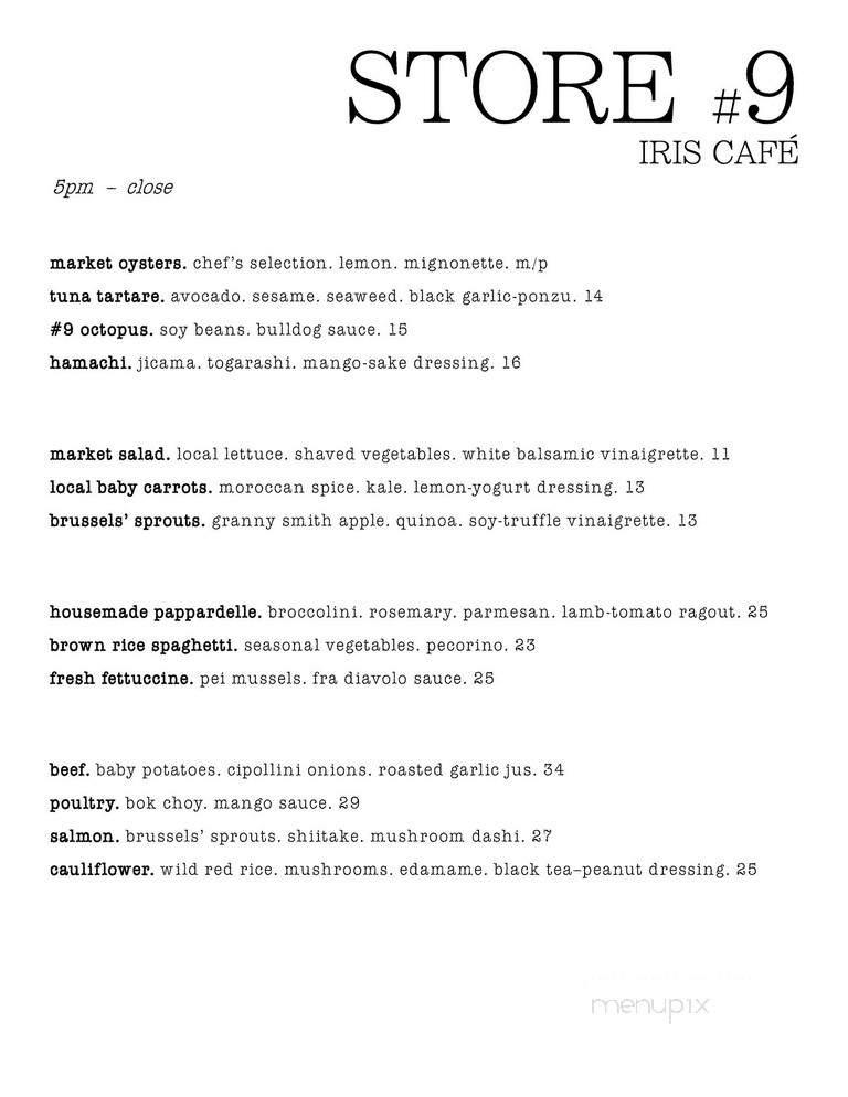 Iris Cafe - Brooklyn, NY menu_pic