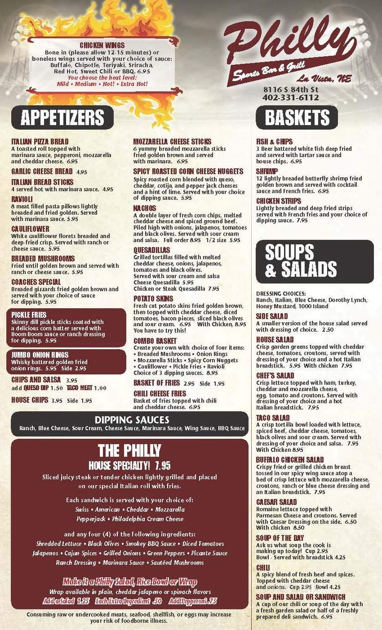 Philly Sports Bar & Grill - La Vista, NE menu_pic