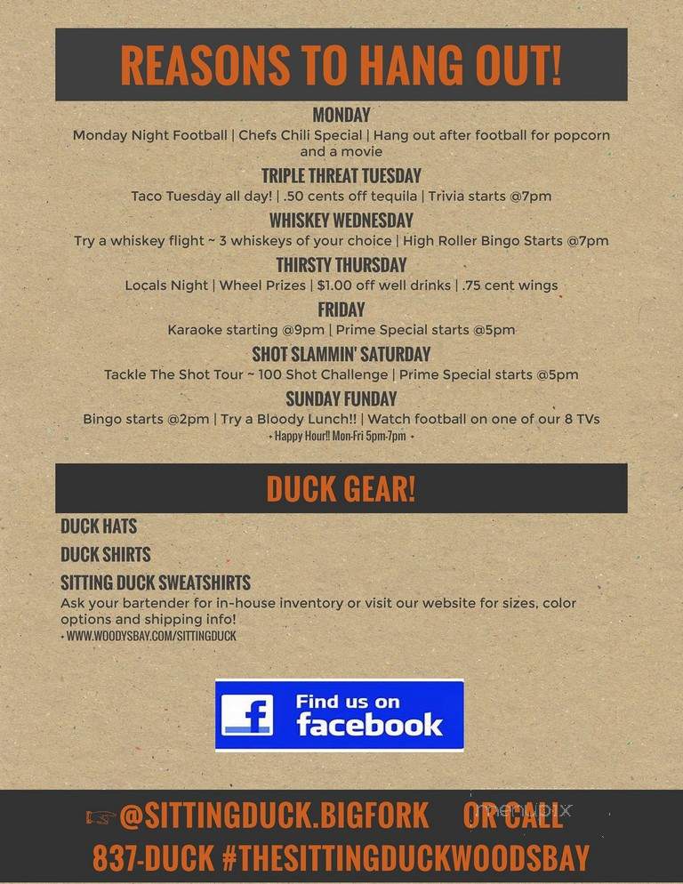 Sitting Duck - Bigfork, MT menu_pic
