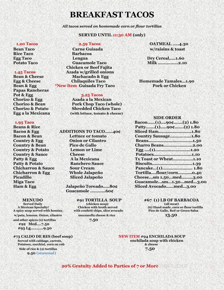 Las Lagunas - Floresville, TX menu_pic