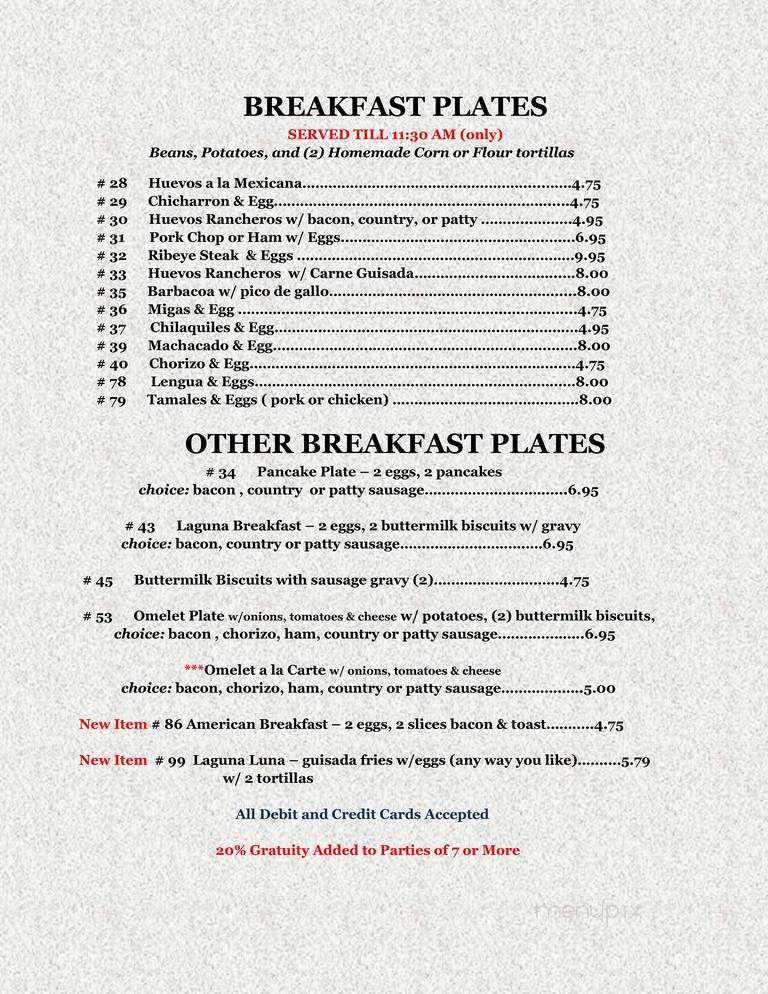 Las Lagunas - Floresville, TX menu_pic